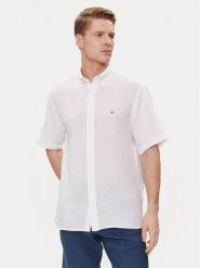 Tommy Hilfiger Koszula MW0MW35207 Biały Regular Fit. Białe koszule Tommy Hilfiger, m, bez wzorów, ze lnu, bez kołnierzyka, bez ramiączek. Za 399.99 zł.