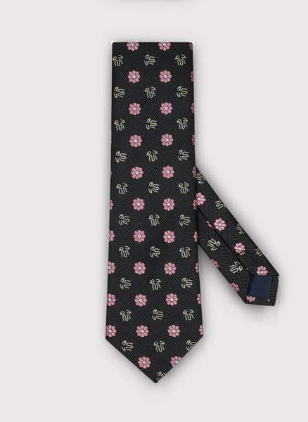 PAKO LORENTE – Czarny krawat męski w kwiecisty wzór. Czarne krawaty i muchy Pako Lorente, bez wzorów, z poliesteru. Za 29.99 zł.