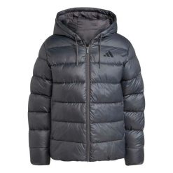 Syntetyczna kurtka z kapturem adidas Essentials Climawarm. Szare kurtki Adidas, na zimę, l, bez wzorów, z materiału, z kapturem. Za 305.50 zł.
