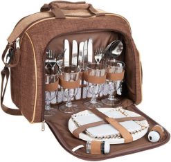 BRUBAKER torba piknikowa 4 osoby z chłodzeniem brązowa. Brązowe torby na ramię X2, bez wzorów, na ramię, bez dodatków. Za 232.99 zł.