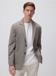 Marynarka slim fit z domieszką wiskozy - brązowy. Brązowe garnitury Reserved, l, bez wzorów, z dzianiny. Za 199.99 zł.