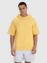 4F Bluza dresowa z krótkim rękawem z kapturem męska - żółta L. Żółte bluzy z kapturem 4F, l, bez wzorów, z bawełny, z kapturem. W wyprzedaży za 59.99 zł.