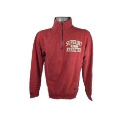 Sweter 1/2 zip Superdry Vintage Athletic. Czerwone swetry nierozpinane Superdry, m, bez wzorów, bez kołnierzyka, bez ramiączek. W wyprzedaży za 240.00 zł.