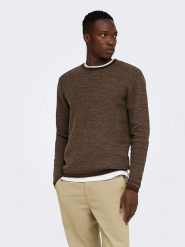 ONLY & SONS Sweter "Eric" w kolorze brązowym rozmiar: S. Brązowe swetry nierozpinane Only & Sons, s, bez wzorów, z bawełny, bez kołnierzyka, bez ramiączek. Za 124.95 zł.