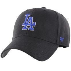 Czapka z daszkiem męska Los Angeles Dodgers Cap. Czarne czapki z daszkiem 47 Brand, bez wzorów, z wełny. Za 99.99 zł.