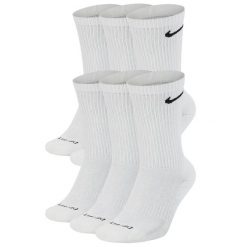Skarpetki treningowe Nike Cotton Cushioned Dri-Fit 6 pack SX6897-100. Białe buty treningowe Nike, bez wzorów, na fitness i siłownię, dri-fit (nike). Za 99.00 zł.