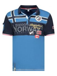 Geographical Norway Koszulka polo "Karadock" w kolorze niebieskim rozmiar: S. Niebieskie koszulki polo sportowe Geographical Norway, s, bez wzorów, z bawełny, bez kołnierzyka, bez ramiączek. Za 74.63 zł.