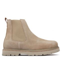 Sztyblety Birkenstock. Brązowe botki sznurowane Birkenstock, bez wzorów, bez obcasa, bez zapięcia. Za 849.99 zł.