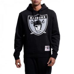 Bluza męska do futbolu amerykańskiego Mitchell & Ness NFL Hoody Oakland Raiders. Czarne bluzy Mitchell & Ness, m, bez wzorów, bez kaptura. Za 329.00 zł.