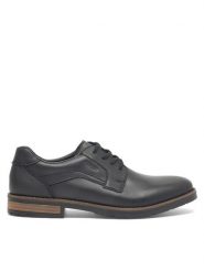 Rieker Półbuty 14603-00 Czarny. Czarne eleganckie półbuty Rieker, bez wzorów, ze skóry, bez obcasa, bez zapięcia. Za 429.99 zł.
