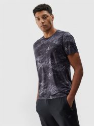4F Koszulka treningowa z materiału z recyklingu męska - szara L. Szare t-shirty 4F, l, bez wzorów, z dzianiny, bez kołnierzyka, bez ramiączek. W wyprzedaży za 69.99 zł.