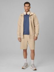 4F Spodenki dresowe męskie - beżowe S. Brązowe krótkie spodenki sportowe 4F, l, bez wzorów, z dresówki. Za 79.99 zł.