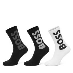 Zestaw 3 par wysokich skarpet męskich BOSS. Skarpety Boss, bez wzorów. Za 149.99 zł.