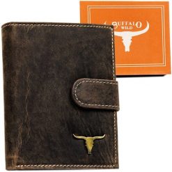 Portfel męski Buffalo Wild RM-04L-BAW brązowy. Brązowe portfele BUFFALO WILD, bez wzorów, z nubiku. Za 69.99 zł.