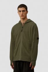 C.P. COMPANY Zielona rozpinana bluza męska Hooded Open. Zielone bluzy C.P. Company, l, bez wzorów, z bawełny, bez kaptura. W wyprzedaży za 869.99 zł.