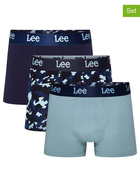 LEE Underwear Bokserki (3 pary) "Mcavoy" w kolorze granatowo-błękitnym rozmiar: M. Niebieskie bokserki LEE Underwear, m, bez wzorów. Za 70.24 zł.