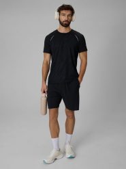 4F Koszulka do biegania szybkoschnąca męska - czarna S. Czarne t-shirty 4F, m, bez wzorów, z tkaniny, bez kołnierzyka, bez ramiączek. Za 129.99 zł.