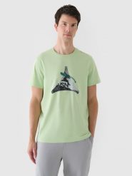 4F T-shirt regular z nadrukiem męski - zielony XXL. Zielone t-shirty 4F, m, bez wzorów, z bawełny, bez kołnierzyka, bez ramiączek. W wyprzedaży za 39.99 zł.
