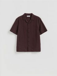 Strukturalna koszula comfort - bordowy. Czerwone koszule Reserved, l, bez wzorów, z bawełny, bez kołnierzyka, bez ramiączek. Za 139.99 zł.