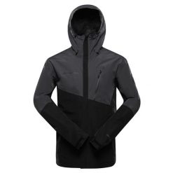 Kurtka męska turystyczna wodoodporna 10.000 Norem 3. Czarne kurtki przeciwdeszczowe Alpine Pro, m, bez wzorów, bez kaptura. W wyprzedaży za 729.00 zł.