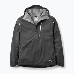 Kurtka przeciwdeszczowa męska Rab Downpour Trail Light. Szare kurtki RAB, l, bez wzorów, bez kaptura. Za 729.99 zł.