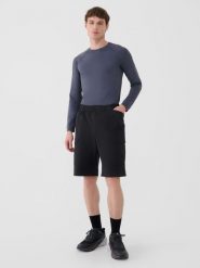 4F Spodenki casual męskie - czarne L. Czarne krótkie spodenki sportowe 4F, l, bez wzorów, z dresówki. Za 149.99 zł.