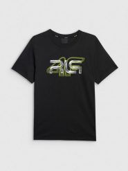 4F T-shirt regular z nadrukiem męski 4F x Robert Lewandowski - czarny XXL. Czarne t-shirty 4F, l, bez wzorów, z bawełny, bez kołnierzyka, bez ramiączek. Za 99.99 zł.