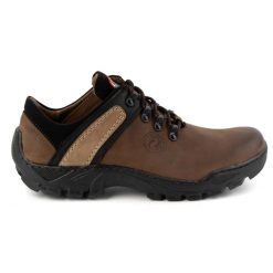 Olivier Skórzane buty trekkingowe męskie 311GT ciemno brązowe. Brązowe trekkingi bez wzorów, ze skóry, bez zapięcia. Za 351.82 zł.