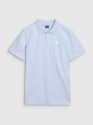 4F Koszulka polo regular z nadrukiem męska - niebieska XXL. Niebieskie koszulki polo 4F, m, bez wzorów, z bawełny, bez kołnierzyka, bez ramiączek. Za 89.99 zł.