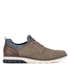 Półbuty Rieker. Brązowe eleganckie półbuty Rieker, bez wzorów, bez obcasa, bez zapięcia. Za 269.99 zł.