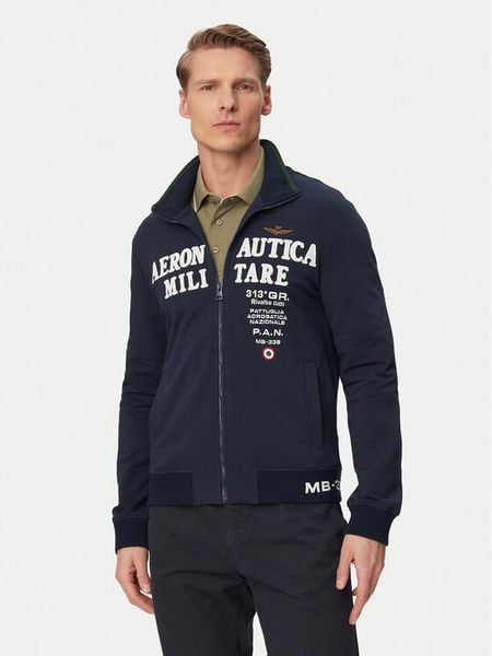 Aeronautica Militare Bluza 261FE2105UF00683 Granatowy Regular Fit. Niebieskie bluzy Aeronautica Militare, l, bez wzorów, z bawełny, bez kaptura. Za 899.99 zł.