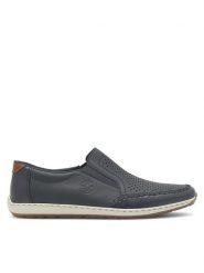 Rieker Półbuty 08868-15 Granatowy. Niebieskie eleganckie półbuty Rieker, bez wzorów, ze skóry, bez obcasa, bez zapięcia. Za 339.99 zł.