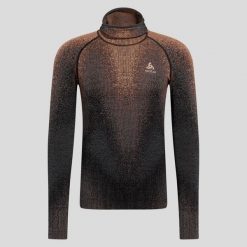 Bluza termoaktywna męska Odlo Blackcomb Eco BL Top Facemask LS. Brązowe bielizna termoaktywna ODLO, m, bez wzorów, bez ramiączek, do biegania. Za 361.99 zł.