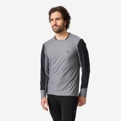 Koszulka rowerowa MTB Rockrider Expl 100 długi rękaw. Czarne bluzy ROCKRIDER, l, bez wzorów, z materiału, bez kaptura. Za 99.99 zł.