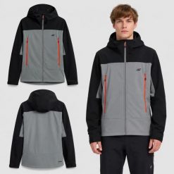 SOFTSHELL MĘSKI 4F KURTKA TREKKINGOWA MĘSKA CZARNA. Czarne kurtki 4F, l, bez wzorów, z softshellu, bez kaptura. Za 399.99 zł.