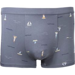 Bokserki Obcisłe, Szaroniebieskie w Latarnie, Statki, Bawełniane, Majtki z Elastanem -ALTIES. Niebieskie bokserki Alties, l, bez wzorów, z bawełny. Za 35.00 zł.