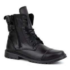 Olivier Buty męskie botki militarne motocyklowe skórzane 83KZ czarne. Czarne botki sznurowane na zimę, bez wzorów, bez obcasa, bez zapięcia. Za 453.66 zł.