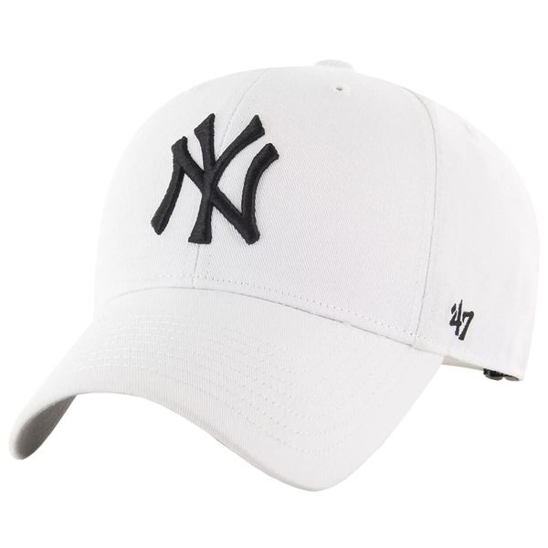 Czapka z daszkiem dla dorosłych MLB New York Yankees Cap. Białe czapki z daszkiem 47 Brand, bez wzorów, z wełny. Za 99.99 zł.
