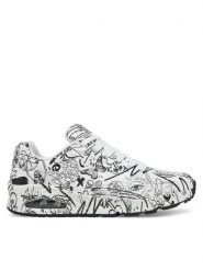 Skechers Sneakersy UNO Printed Lace-Up 183501/WBK Biały. Białe buty sportowe casual Skechers, bez wzorów, ze skóry, bez zapięcia. Za 419.99 zł.