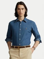 Polo Ralph Lauren Koszula jeansowa 710792043001 Niebieski Custom Fit. Niebieskie koszule Polo Ralph Lauren, m, bez wzorów, z bawełny, bez kołnierzyka, bez ramiączek. Za 369.99 zł.