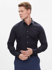 Calvin Klein Koszula K10K112310 Granatowy Slim Fit. Niebieskie koszule CALVIN KLEIN, m, bez wzorów, z bawełny, bez kołnierzyka, bez ramiączek. Za 199.99 zł.