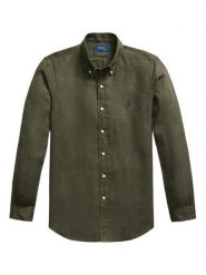 Polo Ralph Lauren Koszula 710966294508 Zielony Regular Fit. Zielone koszule Polo Ralph Lauren, m, bez wzorów, ze lnu, bez kołnierzyka, bez ramiączek. Za 779.99 zł.