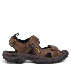 Sandały Keen. Brązowe sandały Keen, z otwartym noskiem, bez zapięcia. Za 259.99 zł.
