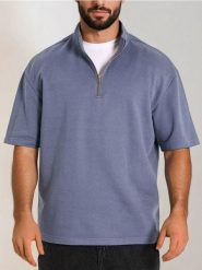 Bluza z krótkim rękawem - niebieski. Niebieskie bluzy bez kaptura Sinsay, l, bez wzorów, bez kaptura. W wyprzedaży za 17.99 zł.