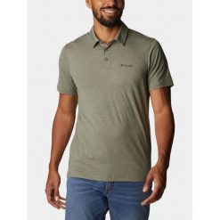 Koszulka polo męska Columbia Tech Trail. Zielone koszulki polo Columbia, m, bez wzorów, z elastanu, bez kołnierzyka, bez ramiączek. Za 177.99 zł.