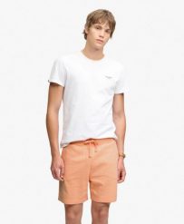Superdry Klasyczne Szorty z Logo - Prosty krój, szczotkowana podszewka – CORAL. Brązowe sztyblety Superdry, bez wzorów, z bawełny, bez obcasa, bez zapięcia. Za 259.50 zł.