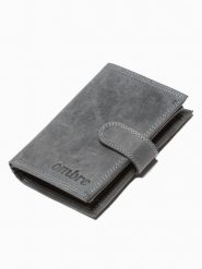 Portfel męski skórzany - czarny A091 - uniwersalny. Czarne portfele Ombre Clothing, bez wzorów. Za 119.99 zł.