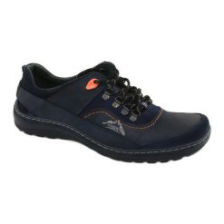 Olivier Męskie buty trekkingowe 268 granatowe niebieskie. Niebieskie trekkingi bez wzorów, z jeansu, bez zapięcia. Za 319.69 zł.