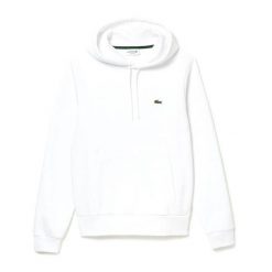 Bluza Lacoste Biała z Bawełny Organicznej. Białe bluzy z kapturem LACOSTE, m, bez wzorów, z bawełny, z kapturem. Za 600.55 zł.
