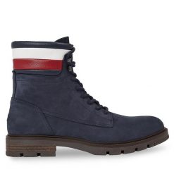 Trapery Tommy Hilfiger. Niebieskie trapery Tommy Hilfiger, z nubiku, bez zapięcia. Za 979.99 zł.